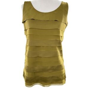 Ann Taylor loft womens top size S olive green paneled scoop tank